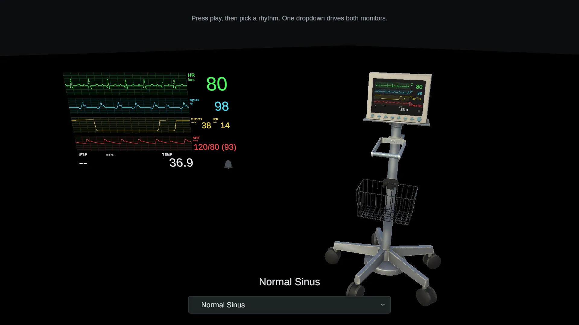A bedside machine with live traces